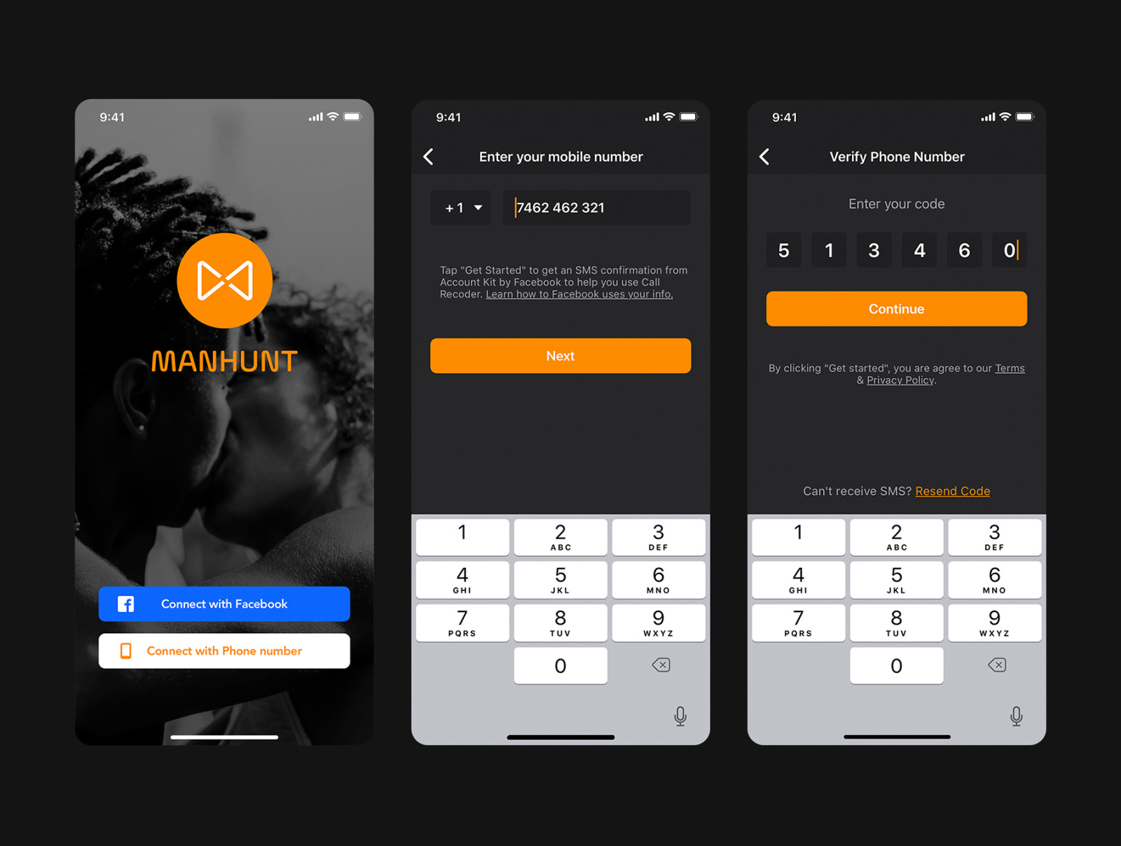 ManHunt - Dating app UI Kit on Yellow Images Creative Store - 53088