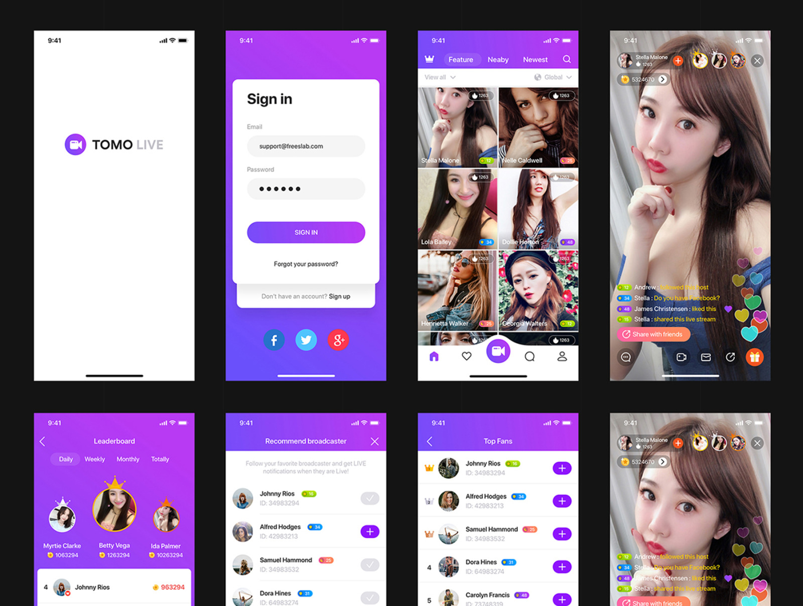 TOMO Video Streaming UI Kit TOMO Video Streaming UI Kit