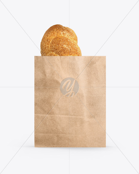 Kraft Bag With Bread Mockup