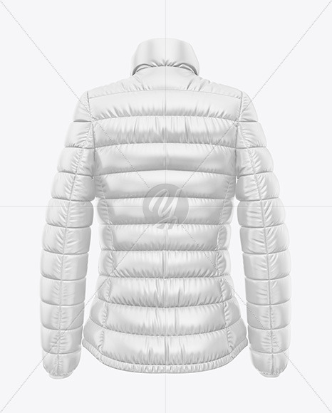 Glossy Women's Down Jacket Mockup - Back View