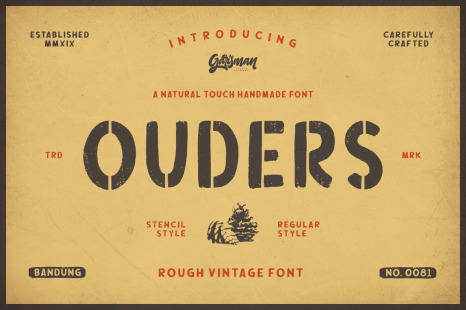 Ouders - Stencil and Regular Font - Ticket