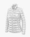 Glossy Women's Down Jacket Mockup - Front Half Side View