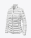 Matte Women's Down Jacket Mockup - Front Half Side View