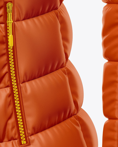 Matte Women's Down Jacket Mockup - Front Half Side View