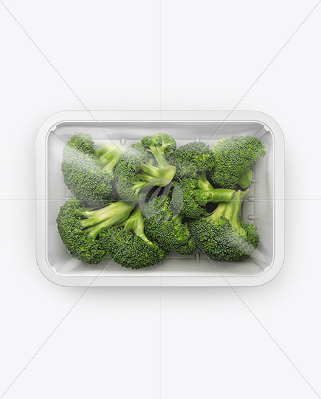 Plastic Tray With Broccoli Mockup