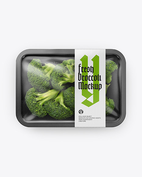 Plastic Tray With Broccoli Mockup