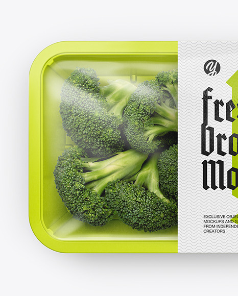 Plastic Tray With Broccoli Mockup