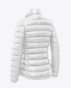 Glossy Women's Down Jacket Mockup - Back Half Side View