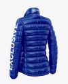 Glossy Women's Down Jacket Mockup - Back Half Side View