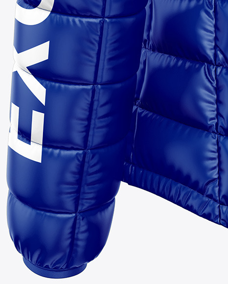 Glossy Women's Down Jacket Mockup - Back Half Side View