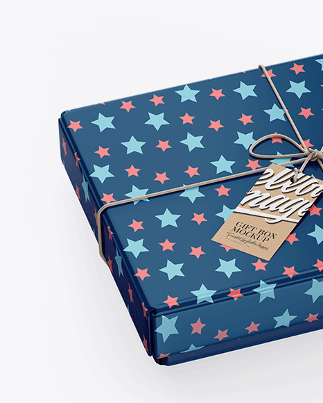 Glossy Gift Box w/ Label Mockup