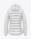 Glossy Women's Down Jacket w/Hood Mockup - Back View