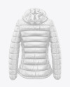 Glossy Women's Down Jacket w/Hood Mockup - Back View