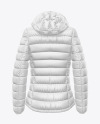 Matte Women's Down Jacket w/Hood Mockup - Back View