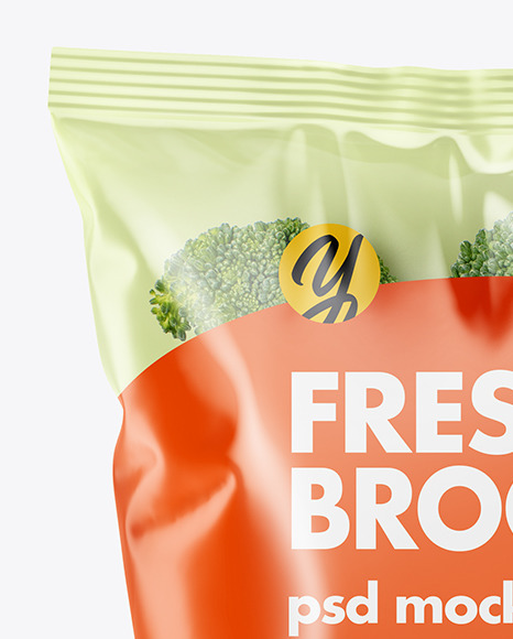 Plastic Bag With Broccoli Mockup