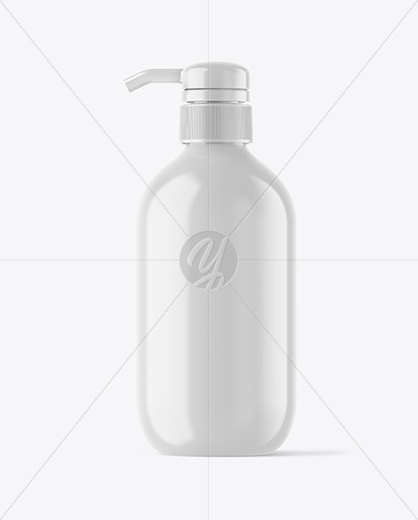 Glossy Cosmetic Bottle with Pump Mockup Glossy Cosmetic Bottle with Pump Mockup