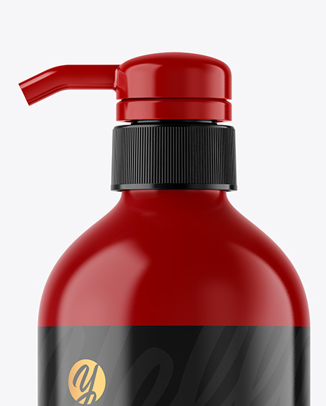 Glossy Cosmetic Bottle with Pump Mockup Glossy Cosmetic Bottle with Pump Mockup