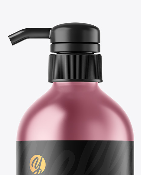 Metallic Cosmetic Bottle with Pump Mockup