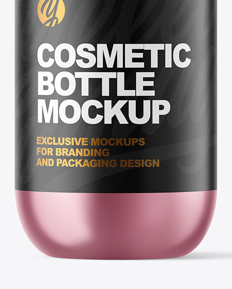 Metallic Cosmetic Bottle with Pump Mockup