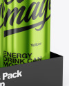 Box w/ Glossy Metallic Cans Mockup