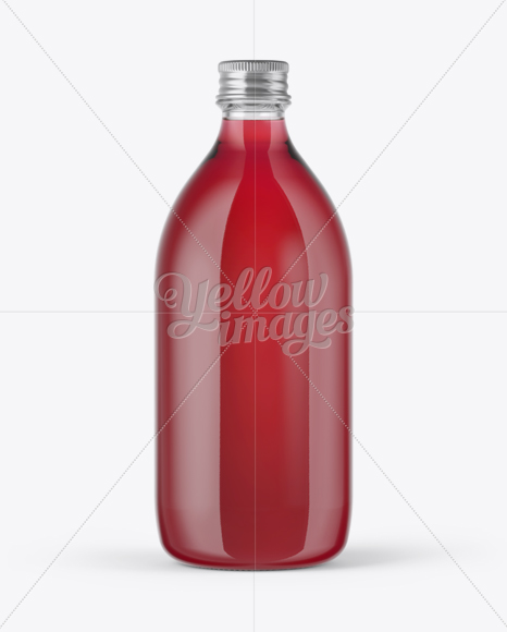 Clear Glass Bottle with Red Drink Mockup