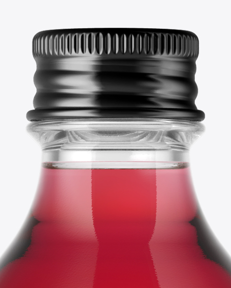 Clear Glass Bottle with Red Drink Mockup