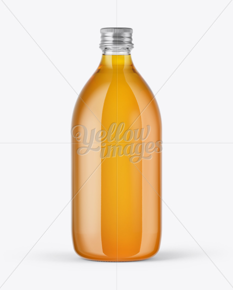 Clear Glass Apple Juice Bottle Mockup