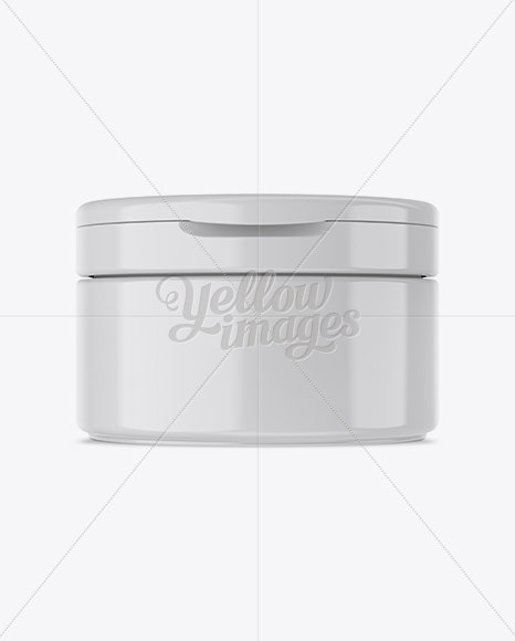 Glossy Cosmetic Jar with Flip Top Cap Mockup - Front View