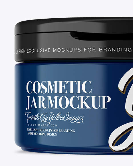 Glossy Cosmetic Jar with Flip Top Cap Mockup - Front View