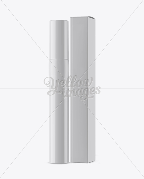 Glossy Mascara Tube With Box Mockup