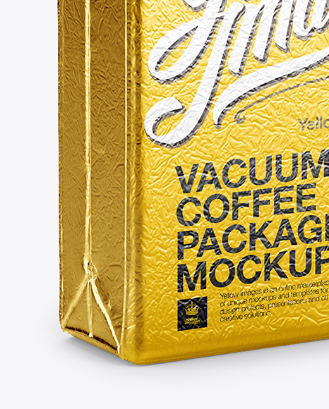 Metallic Coffee Vacuum Bag Mockup - Halfside View