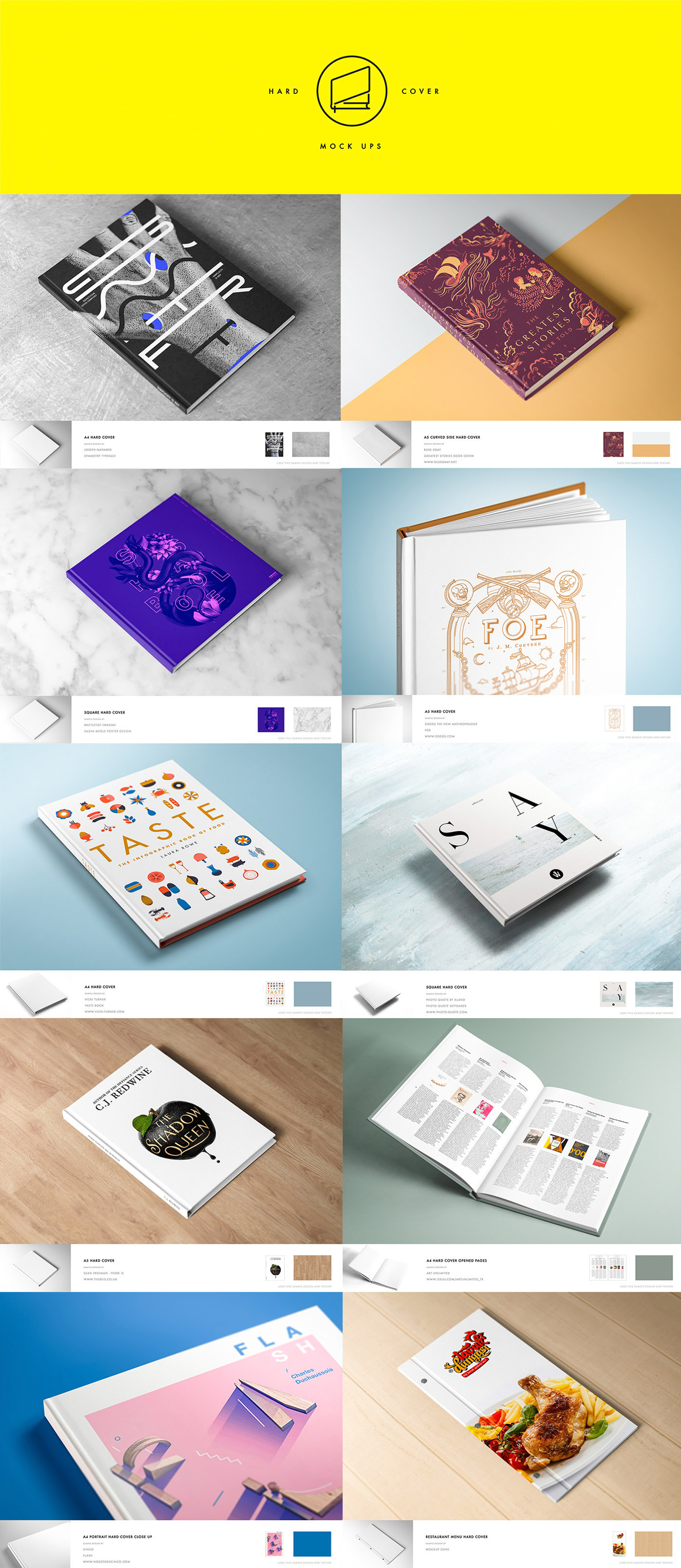 10 Different Hard Cover Book Mockups (Vol.2) 10 Different Hard Cover Book Mockups (Vol.2)