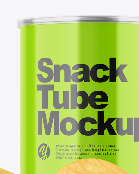 Glossy Snack Tube w/ Chips Mockup