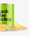 Glossy Snack Tube w/ Chips Mockup