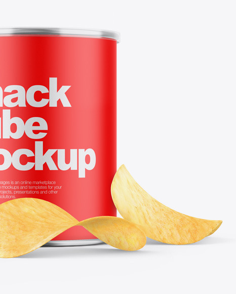 Matte Snack Tube w/ Chips Mockup