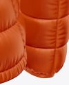 Matte Women's Down Jacket w/Hood Mockup - Back Half Side View