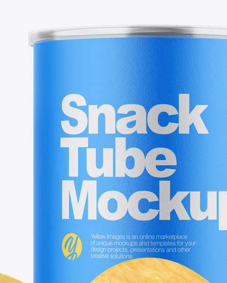 Paper Snack Tube w/ Chips Mockup