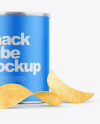 Paper Snack Tube w/ Chips Mockup