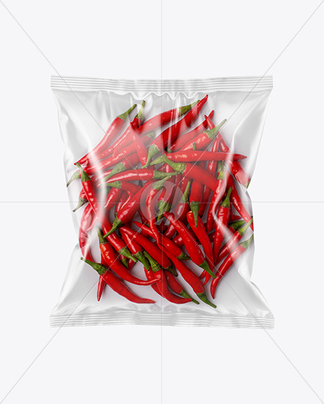 Plastic Bag With Red Chili Peppers Mockup