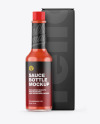 Red Hot Sauce Bottle w/ Box Mockup