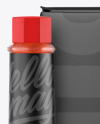 Red Hot Sauce Bottle w/ Box Mockup