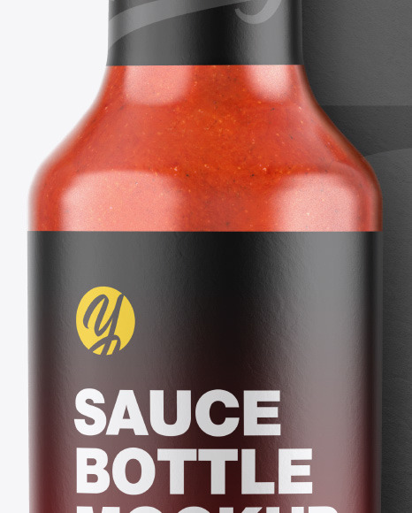 Red Hot Sauce Bottle w/ Box Mockup