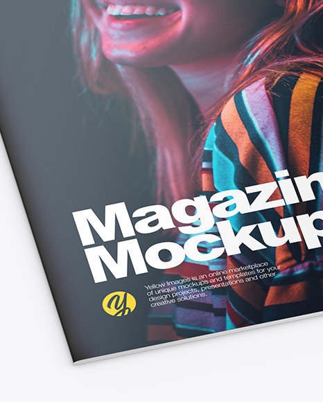 Glossy Magazine Mockup - Half Side View