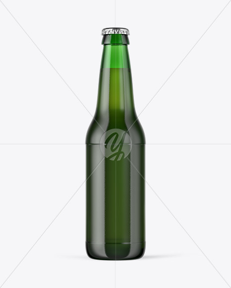 Green Glass Beer Bottle Mockup