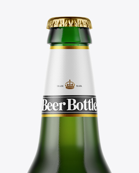 Green Glass Beer Bottle Mockup