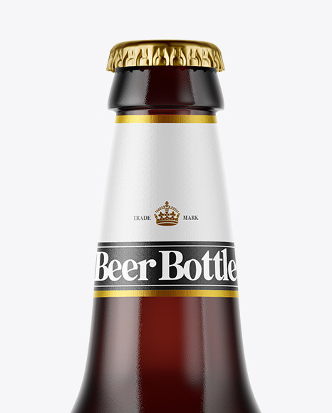 Dark Amber Glass Beer Bottle Mockup