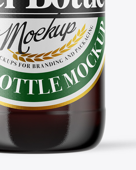 Dark Amber Glass Beer Bottle Mockup