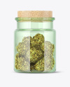 Medicinal Marijuana in Green Glass Jar Mockup