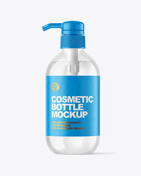 Clear Cosmetic Bottle with Pump Mockup