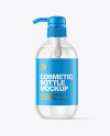 Clear Cosmetic Bottle with Pump Mockup Clear Cosmetic Bottle with Pump Mockup